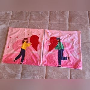 Couple Love Valentine's Day 2 Piece Set Pillow Covers 17.5"x17.5"